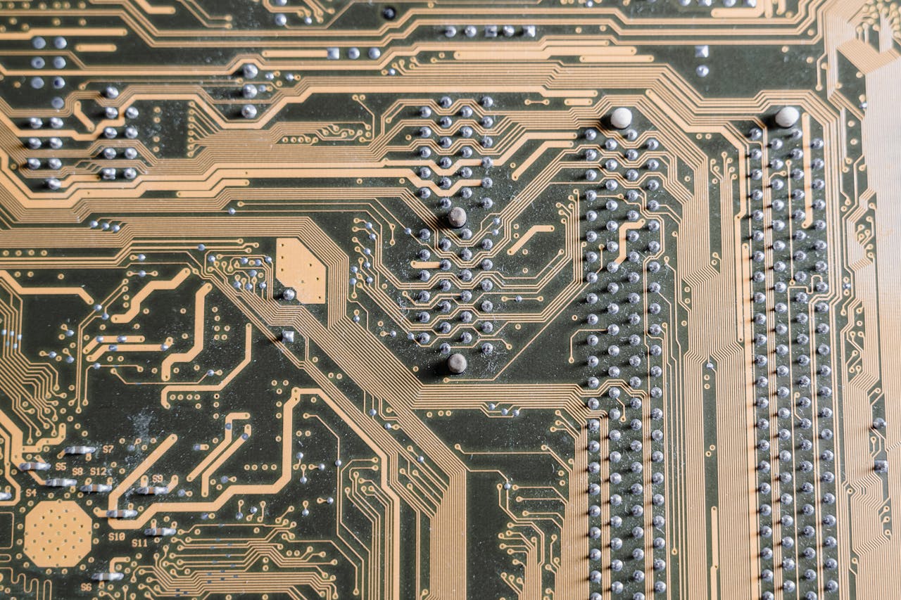 Crafting Captivating Headlines: Your awesome post title goes here Detailed view of intricate circuitry on a computer motherboard.